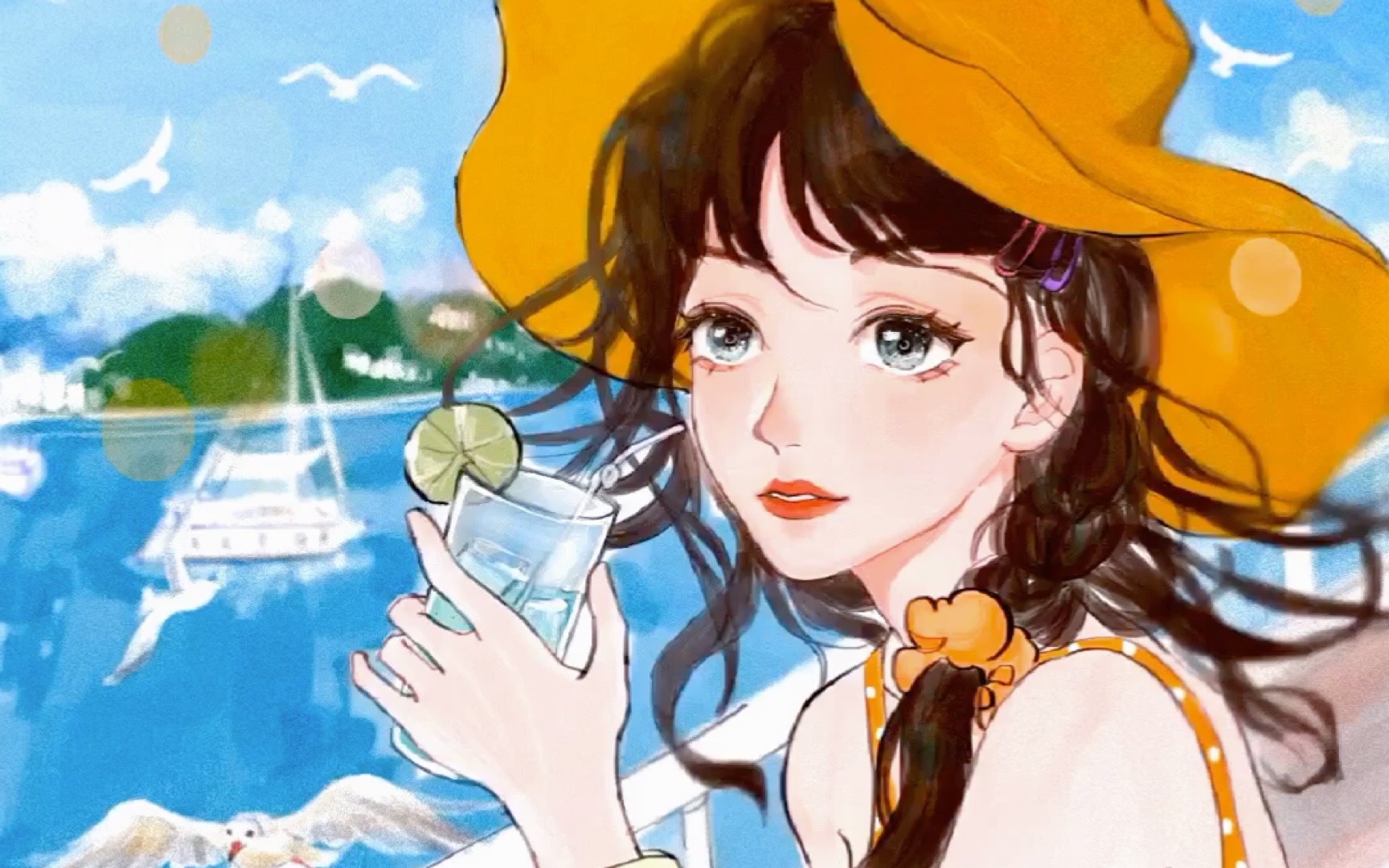 【procreate板绘过程】用ipadpro2020画一个清新海边小美女头像