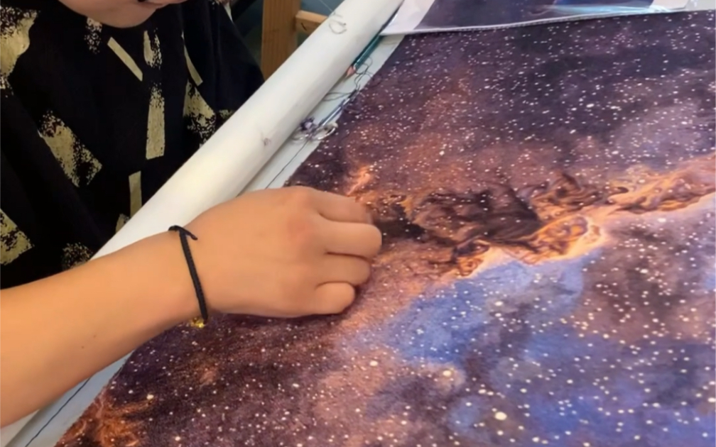 苏绣乱针绣《极光 星空》