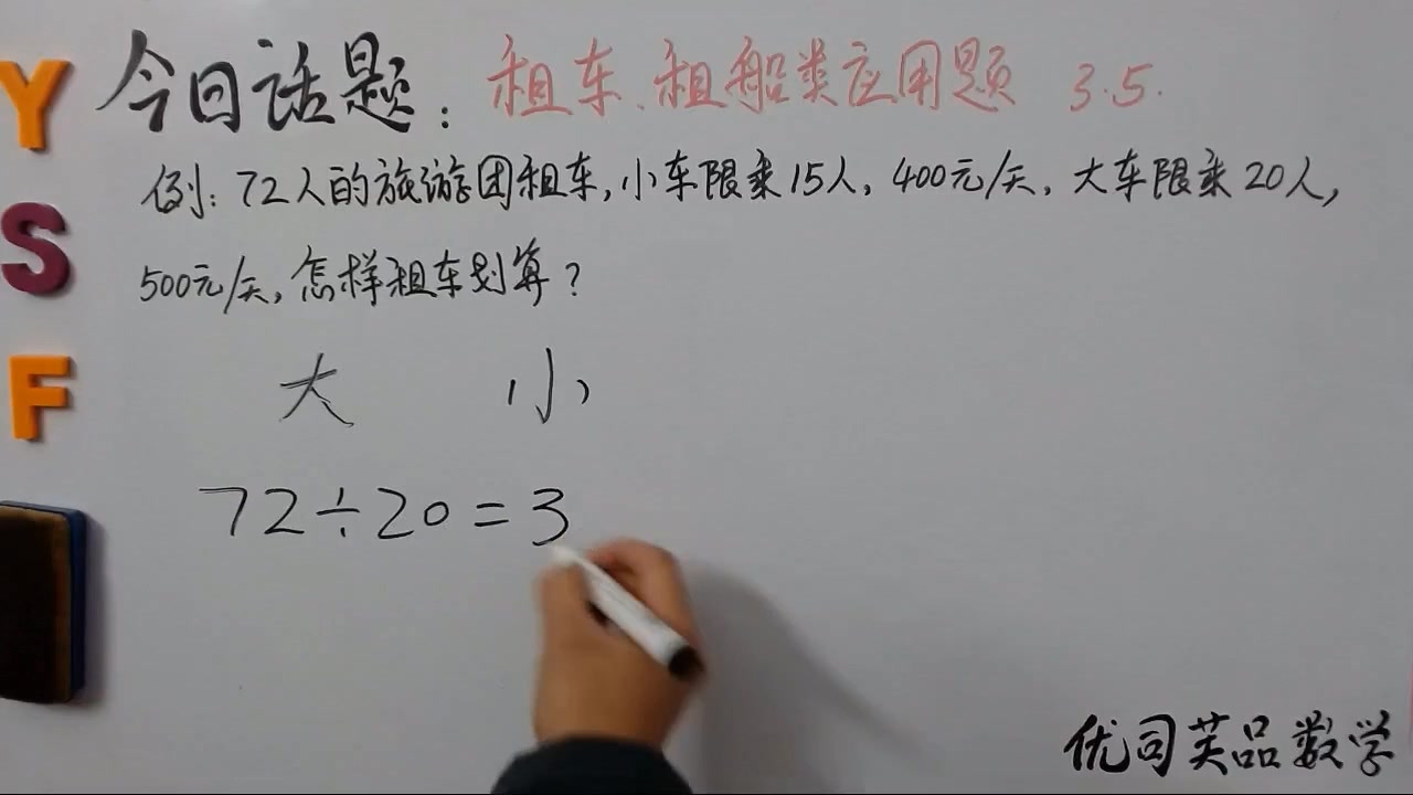 小学四年级数学下册:租车、租船类应用题.优司芙品数学哔哩哔哩bilibili