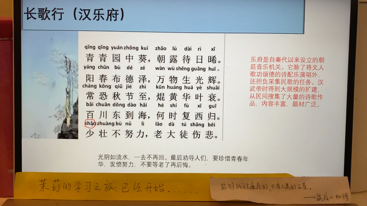 長歌行漢樂府茉莉的學習之旅1年級已經開始