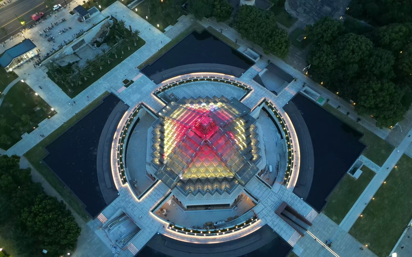 航拍绍兴城市广场