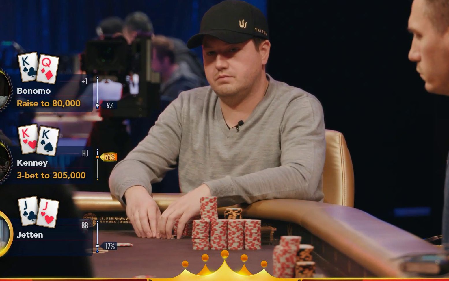 德州扑克决赛 选手拿到大牌jj 接下来的动作所有人都想不到