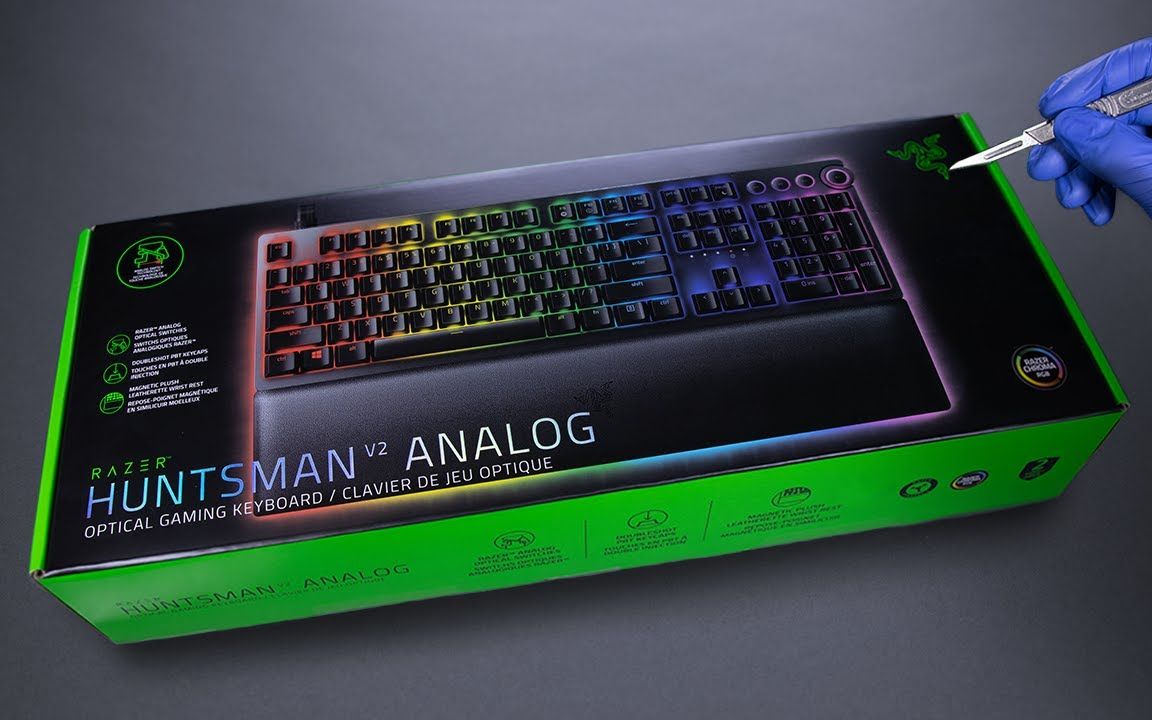 【鼠标开箱】雷蛇(razer)猎魂光蛛v2huntsman幻彩机械游戏键盘开箱