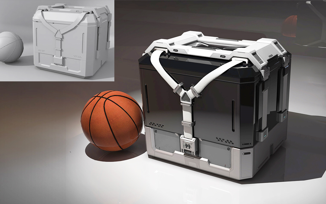 【3dmax道具建模】科技感"箱子"场景建模模型案例教学,次世代全流程