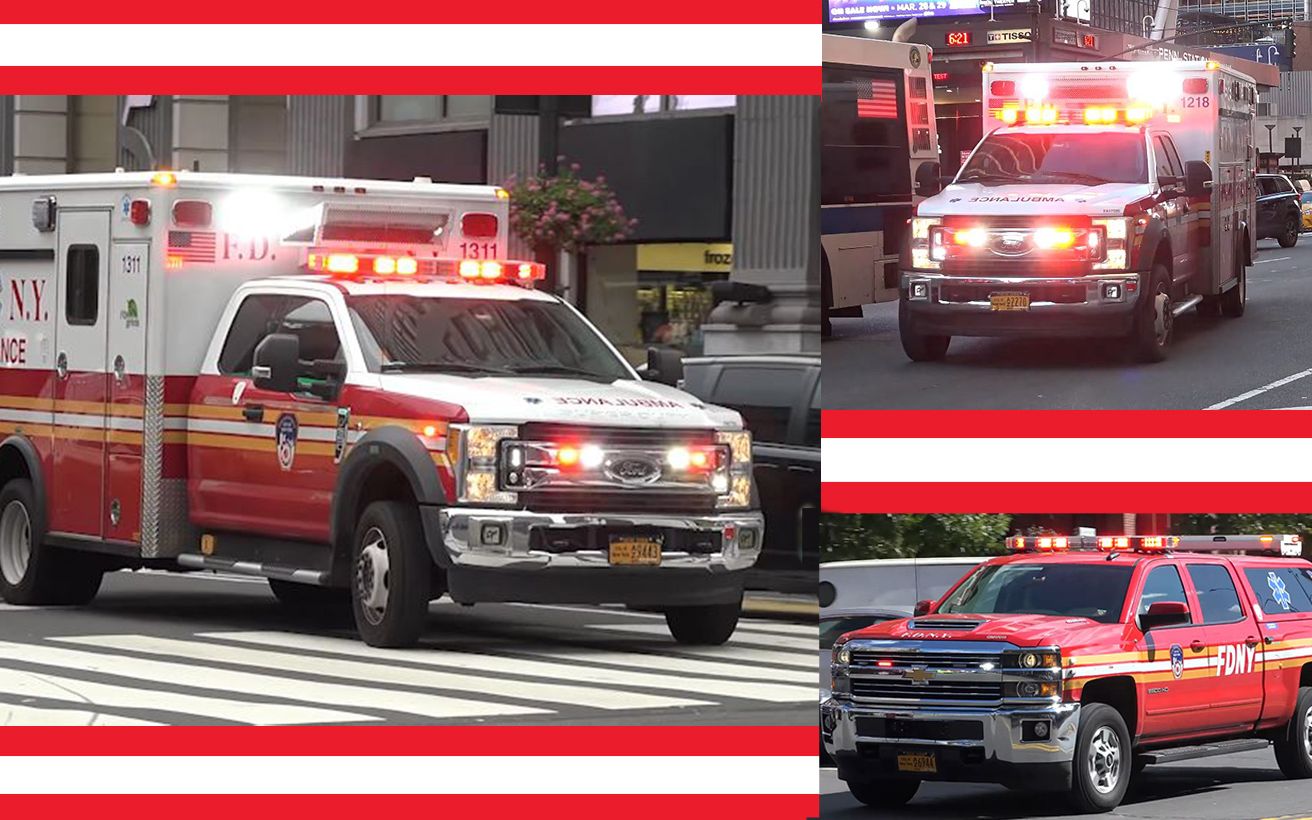 4kfdny纽约消防局救护车响应合集警灯警报器欣赏