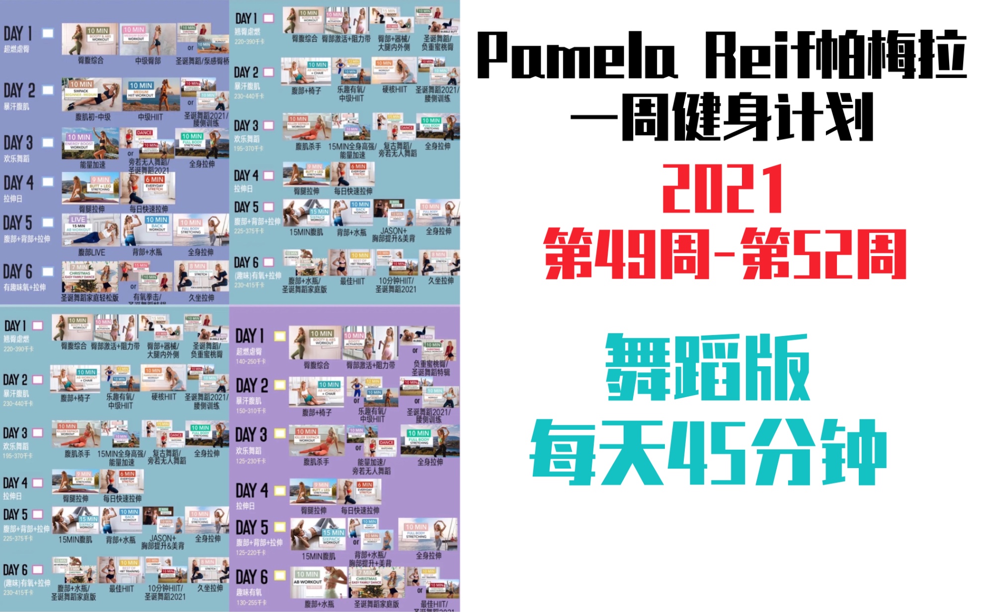 【Pamela Reif】帕梅拉一周健身计划(2021第4951周)|舞蹈版每天45分钟自用跟练合集哔哩哔哩bilibili