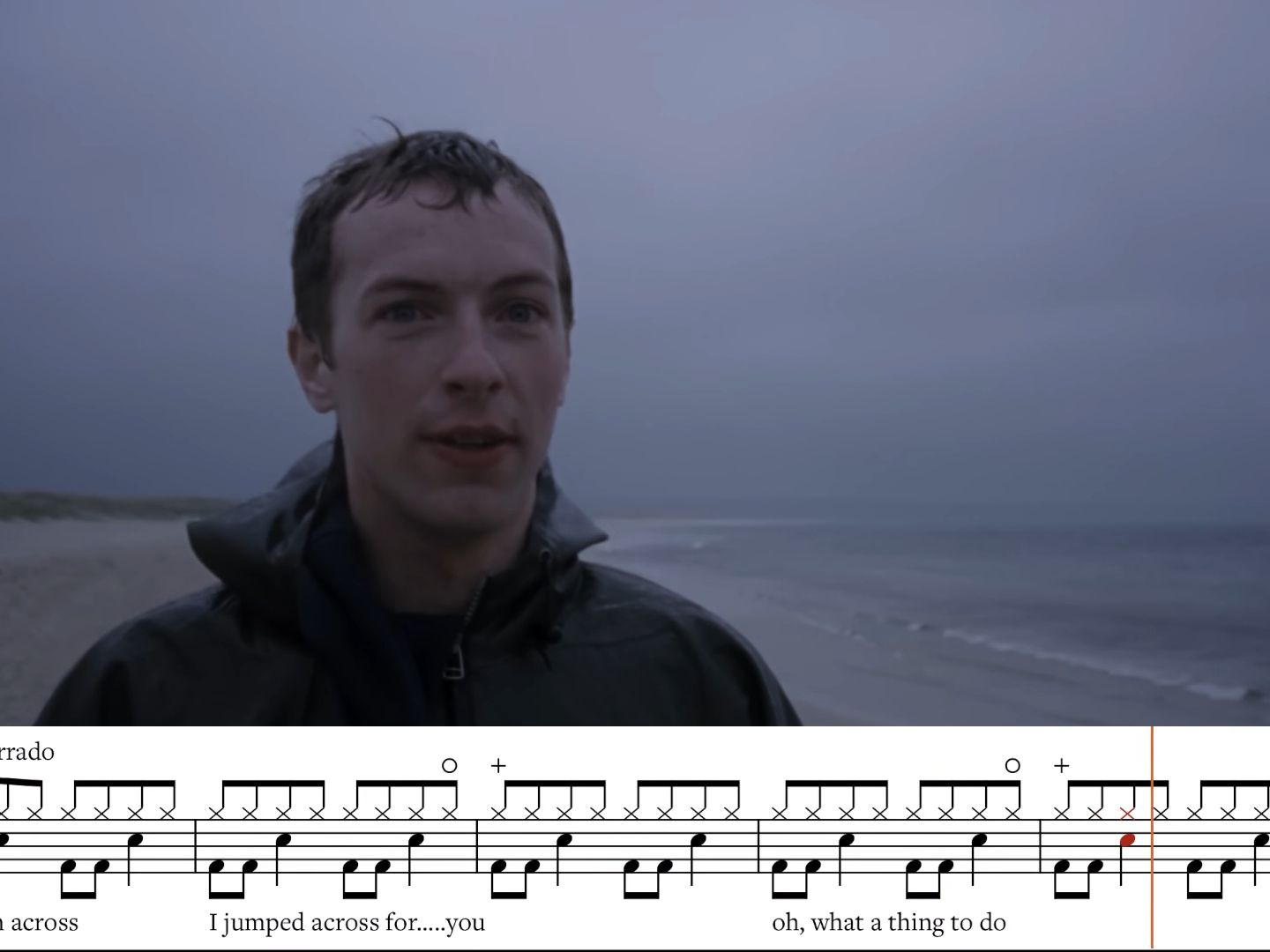 coldplay - yellow(无鼓声版)架子鼓动态鼓谱