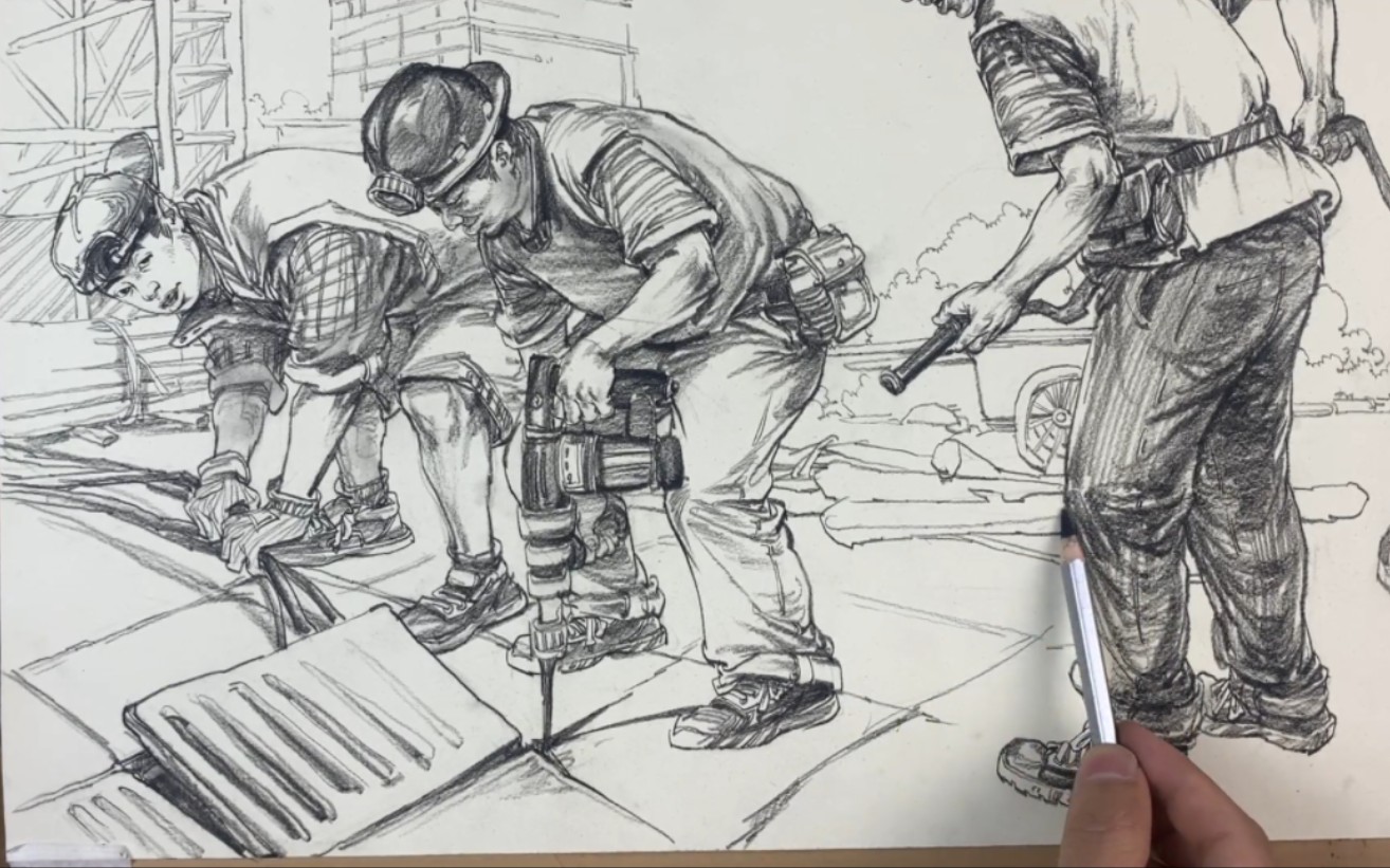 吴亚军速写课程_拾穗者名画二创