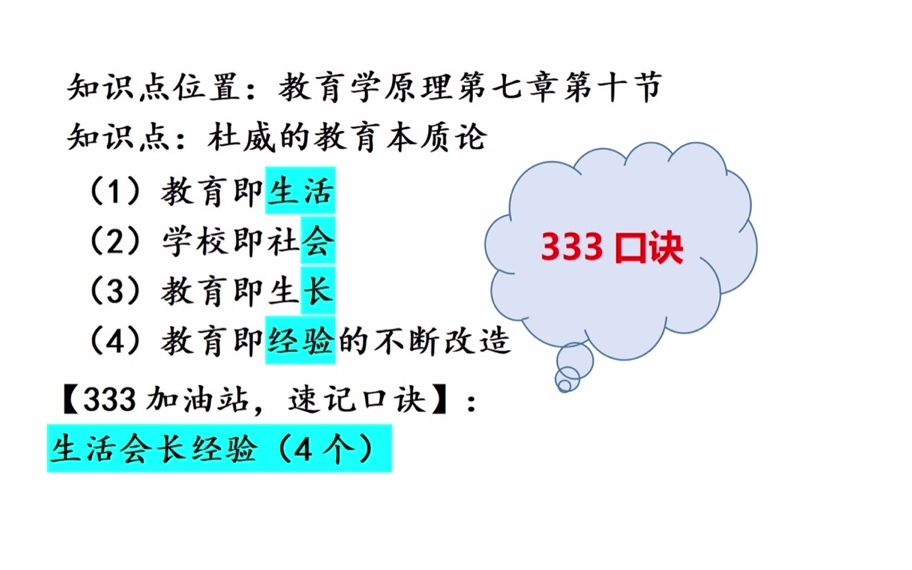 333背诵口诀 杜威的教育本质论 333背诵技巧 口令 顺口溜哔哩哔哩bilibili