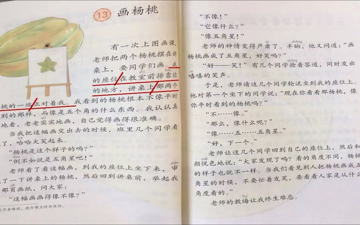 2022年4月21日小学语文二年级《13画杨桃》(一).mp4哔哩哔哩bilibili