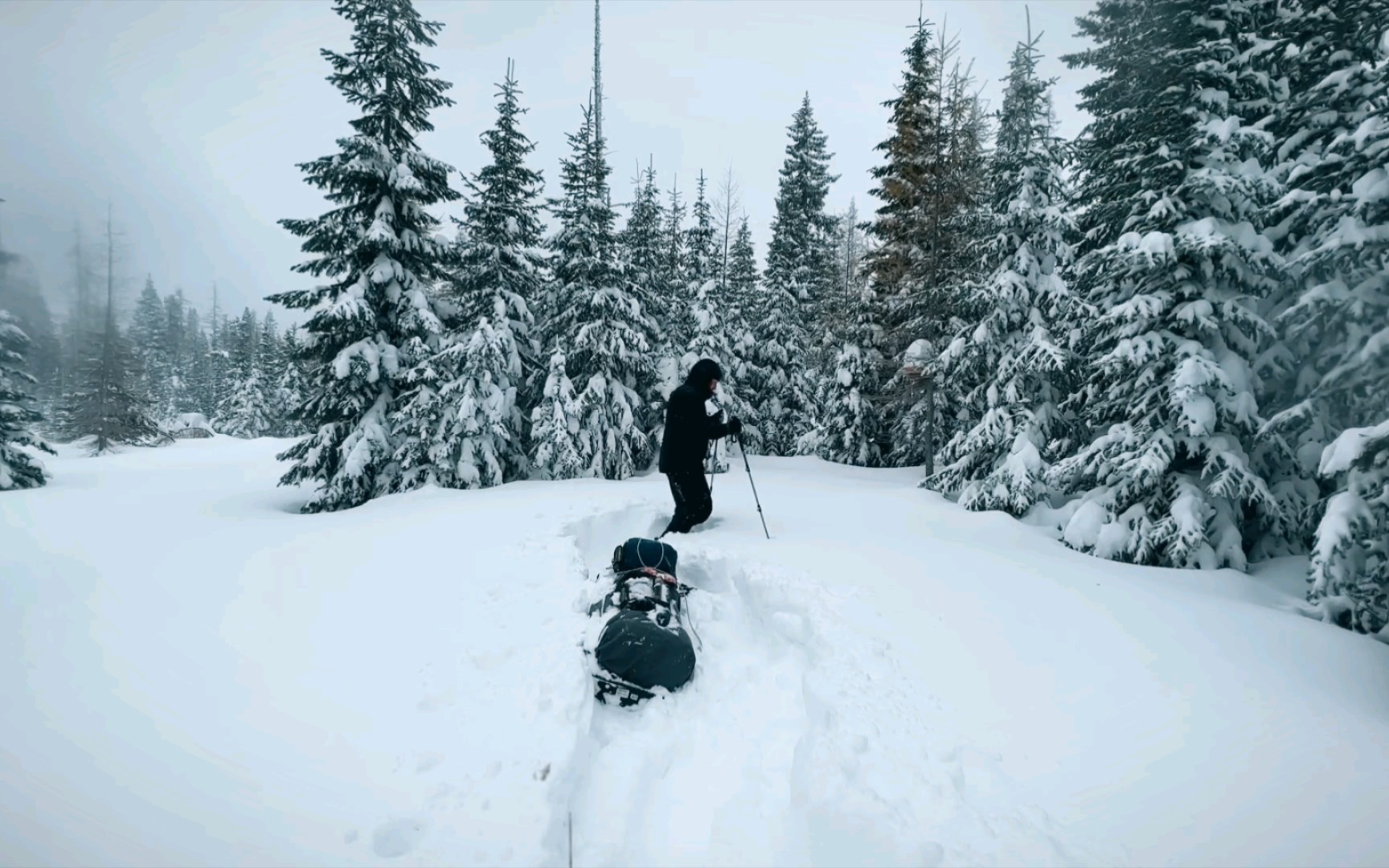 趟过半米深的雪,挖个平台搭建庇护所露营.哔哩哔哩bilibili