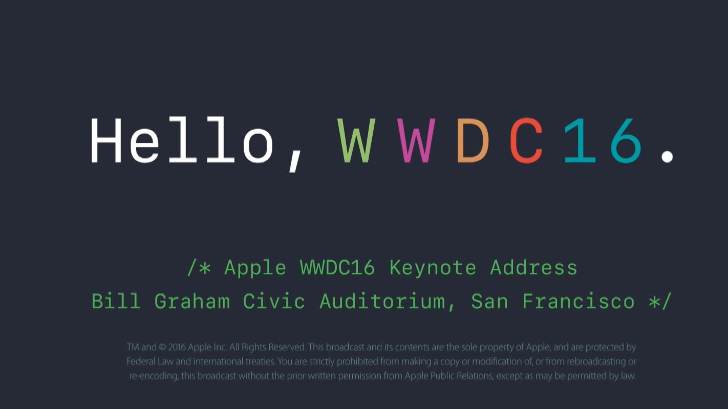 WWDC 2016 — 6月13日 | 苹果开发者大会