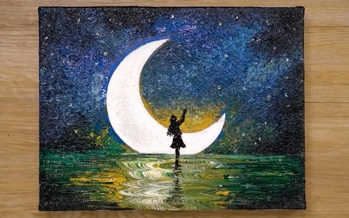 初学者绘画的技巧,带你学习如何绘画月光下的女孩,简单又有创意