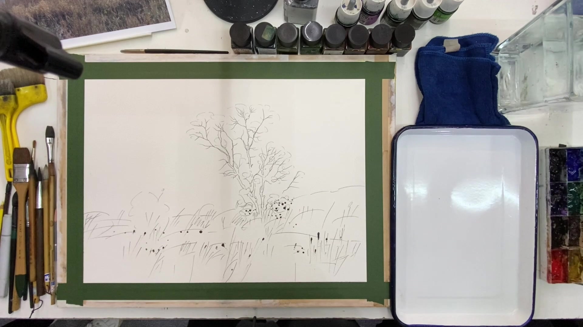 水彩2020年寒假学院班著名水彩画家李宁水彩风景示范