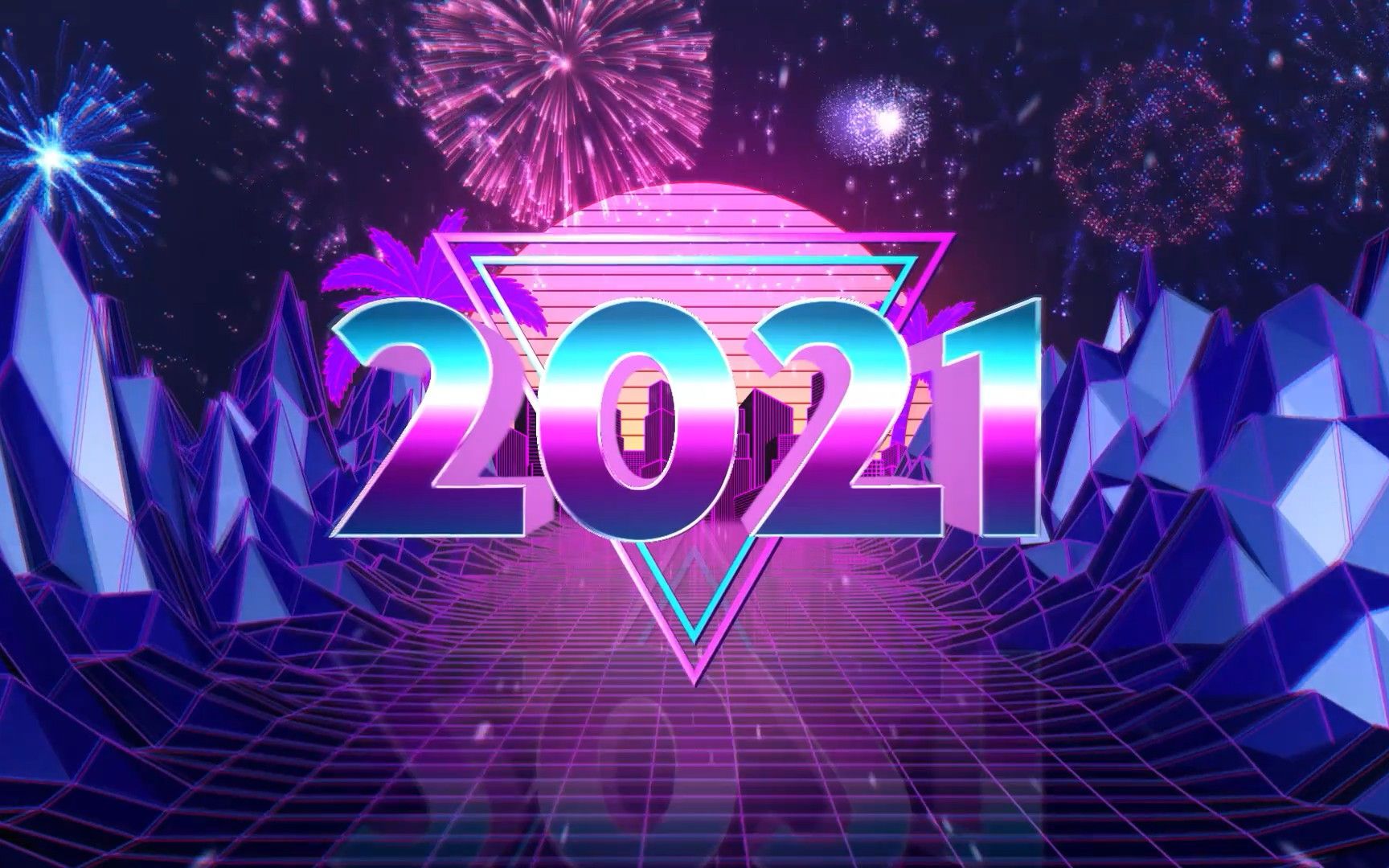 ae模板 2021年赛博朋克风格新年倒计时片头模板 new year countdown