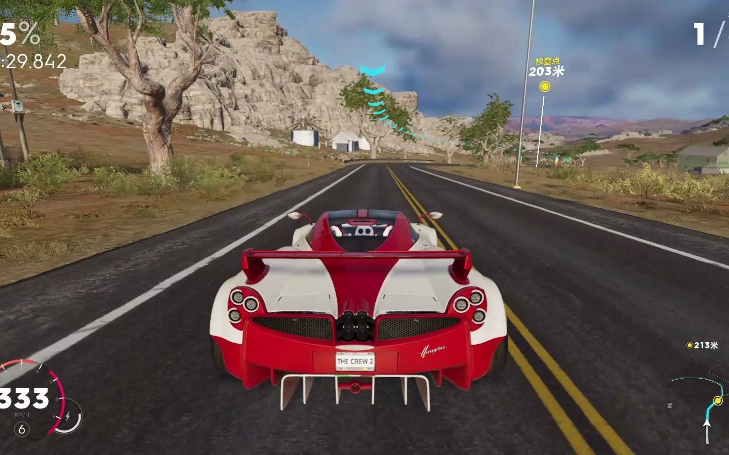 【飙酷车神2】帕加尼风神红宝石版裸车挑战王牌白岩山丘