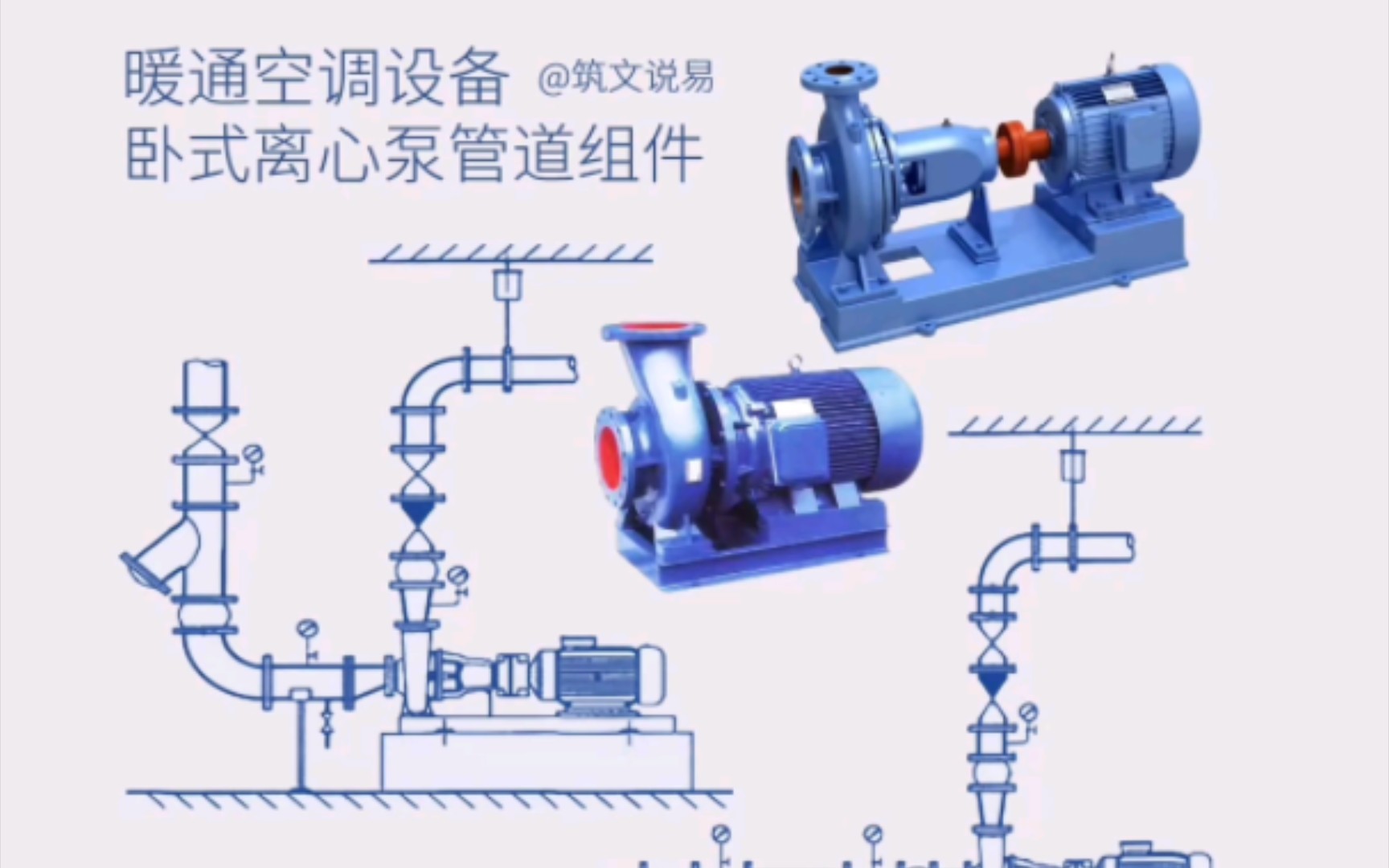暖通空调设备,卧式离心泵安装,循环泵管道上有哪些阀门组件哔哩哔哩bilibili