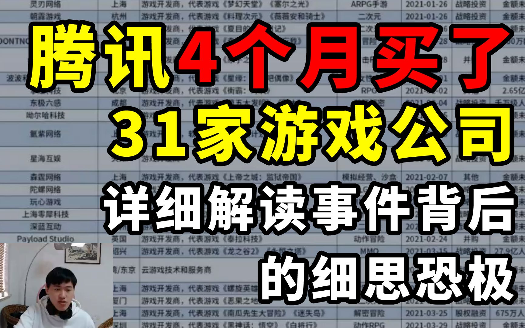 腾讯4个月买了31家游戏公司,详细解读事件背后的细思恐极哔哩哔哩bilibili