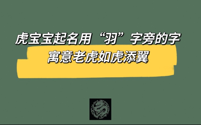 虎宝宝起名用“羽”字旁的字,寓意老虎如虎添翼哔哩哔哩bilibili