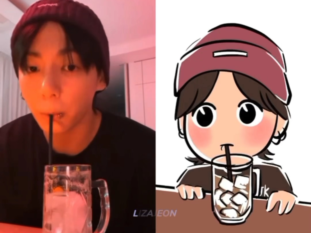 【田柾国】这个男人太可爱啦!右边也画得好可爱*^o^*