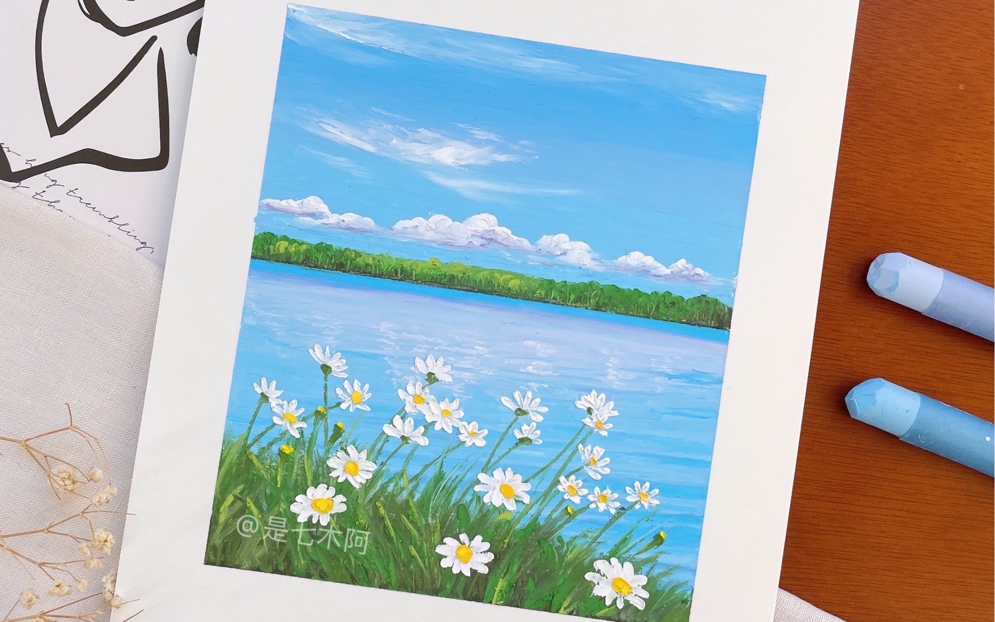 小清新油画棒·雏菊|绘画教程