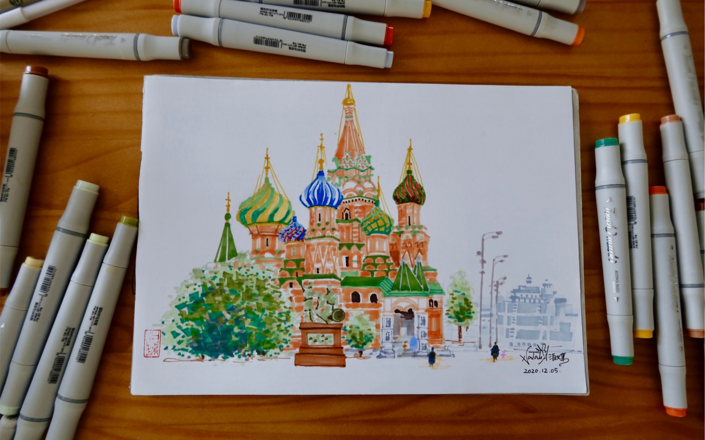 莫斯科红场手绘图片