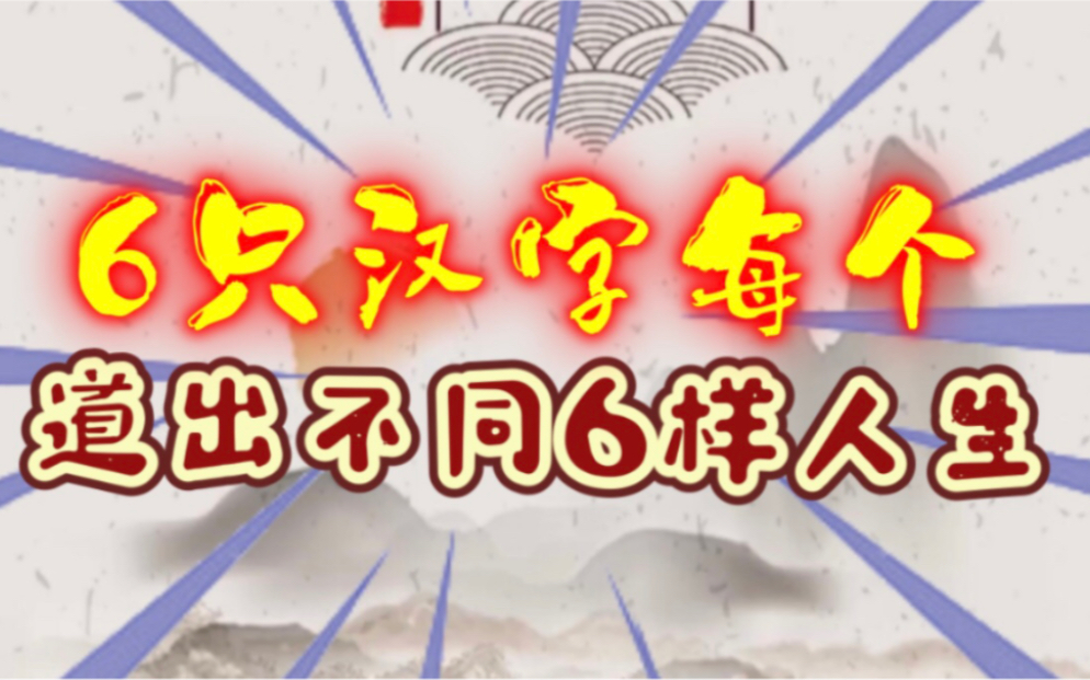 6个汉字 道尽6种人生 睿智#睿田彬彬#通用知识哔哩哔哩bilibili