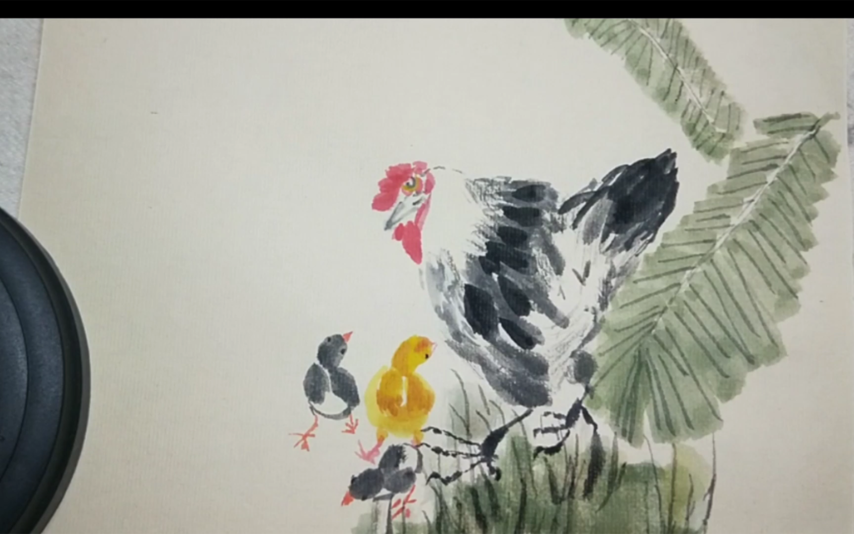 国画芭蕉小鸡练习打卡