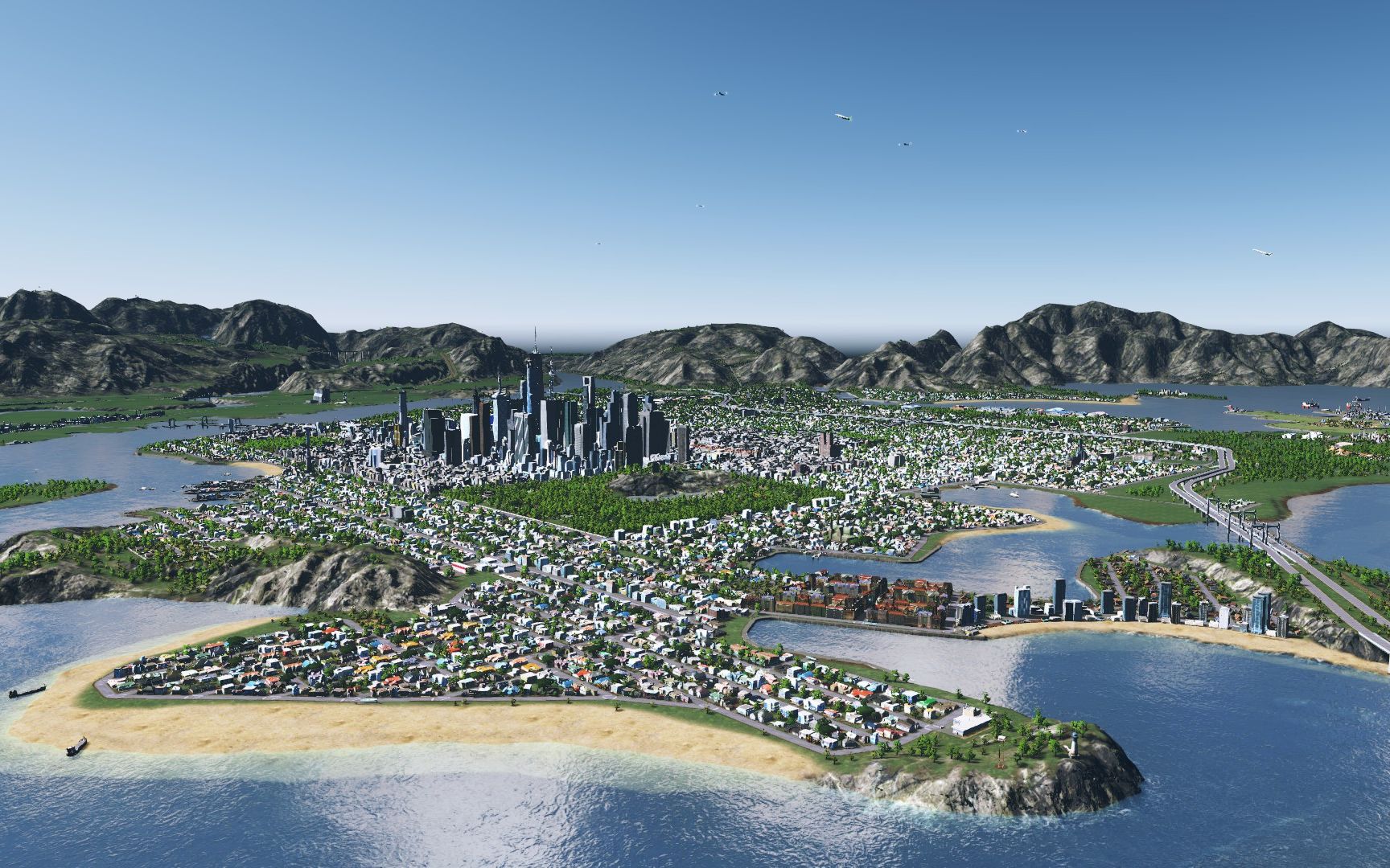 城市天际线:第一视角乘坐大巴车进入城市