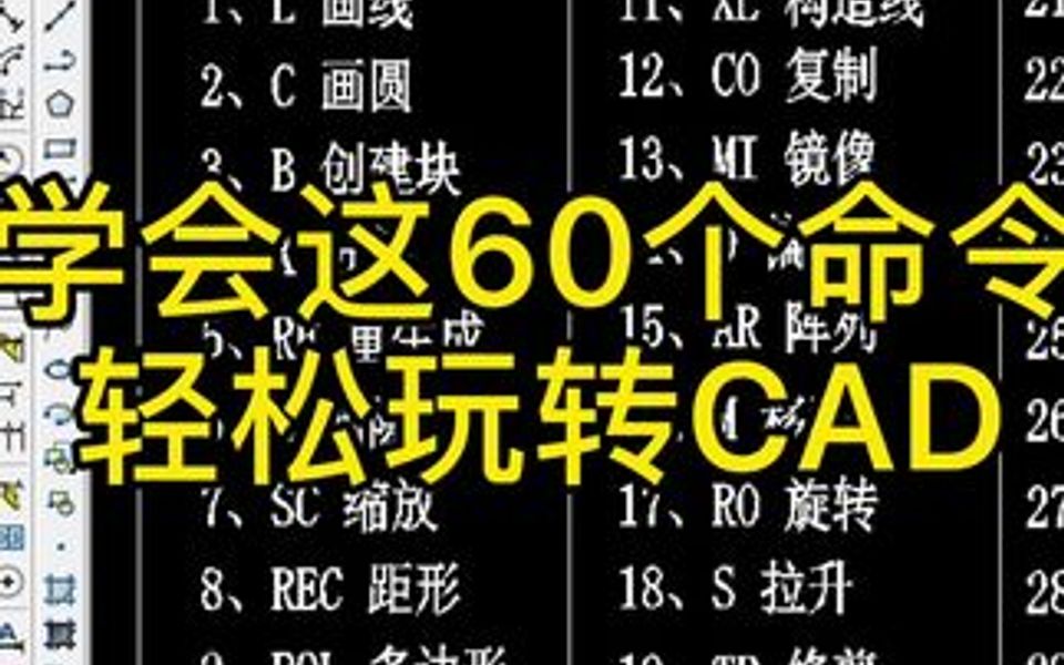 零基础学习cad,学会这60个命令快捷键,轻轻玩转cad哔哩哔哩bilibili