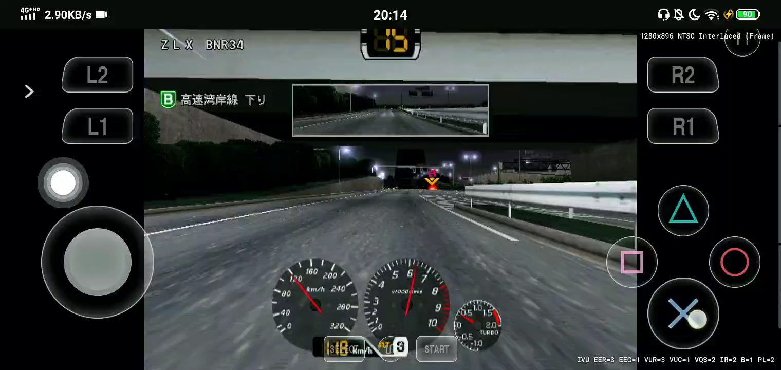 [图]PS2湾岸竞速日产NISSAN SKYLINE-V-SPEC-2-GTR34对战 城岛洸一马自达 RX7-TYPE-R-FC3S 改高速湾岸线 下り-大黑线上り