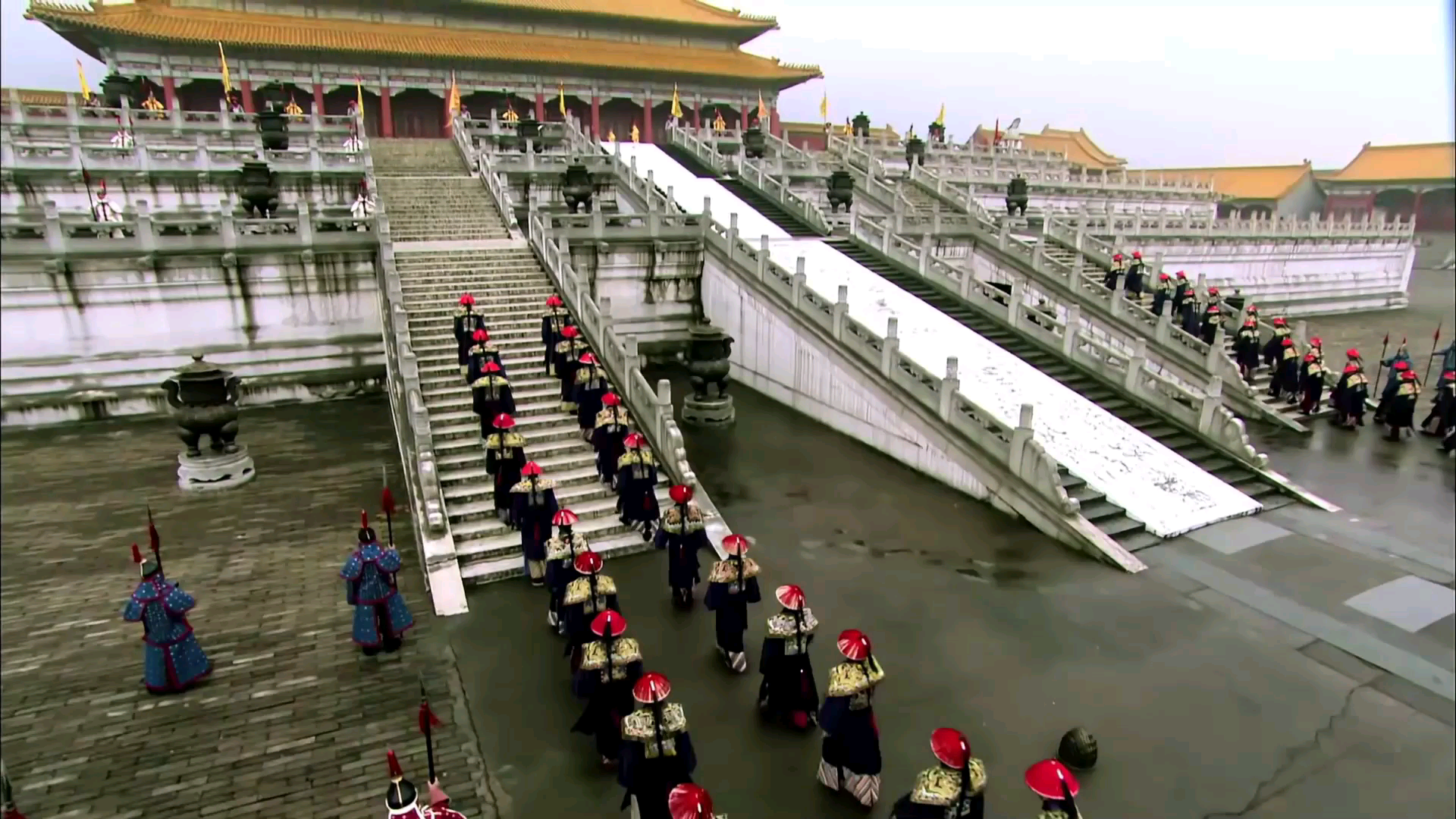 [古代空镜素材]百官上朝/跪拜/退朝_哔哩哔哩 (゜-゜)つロ 干杯~-bili