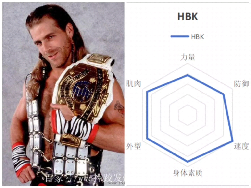 wwe部分选手实力雷达图