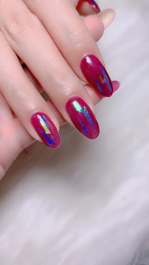 脏脏紫搭配玻璃纸 简单又好看美甲_哔哩哔哩 (゜-゜)つロ 干杯~-bili