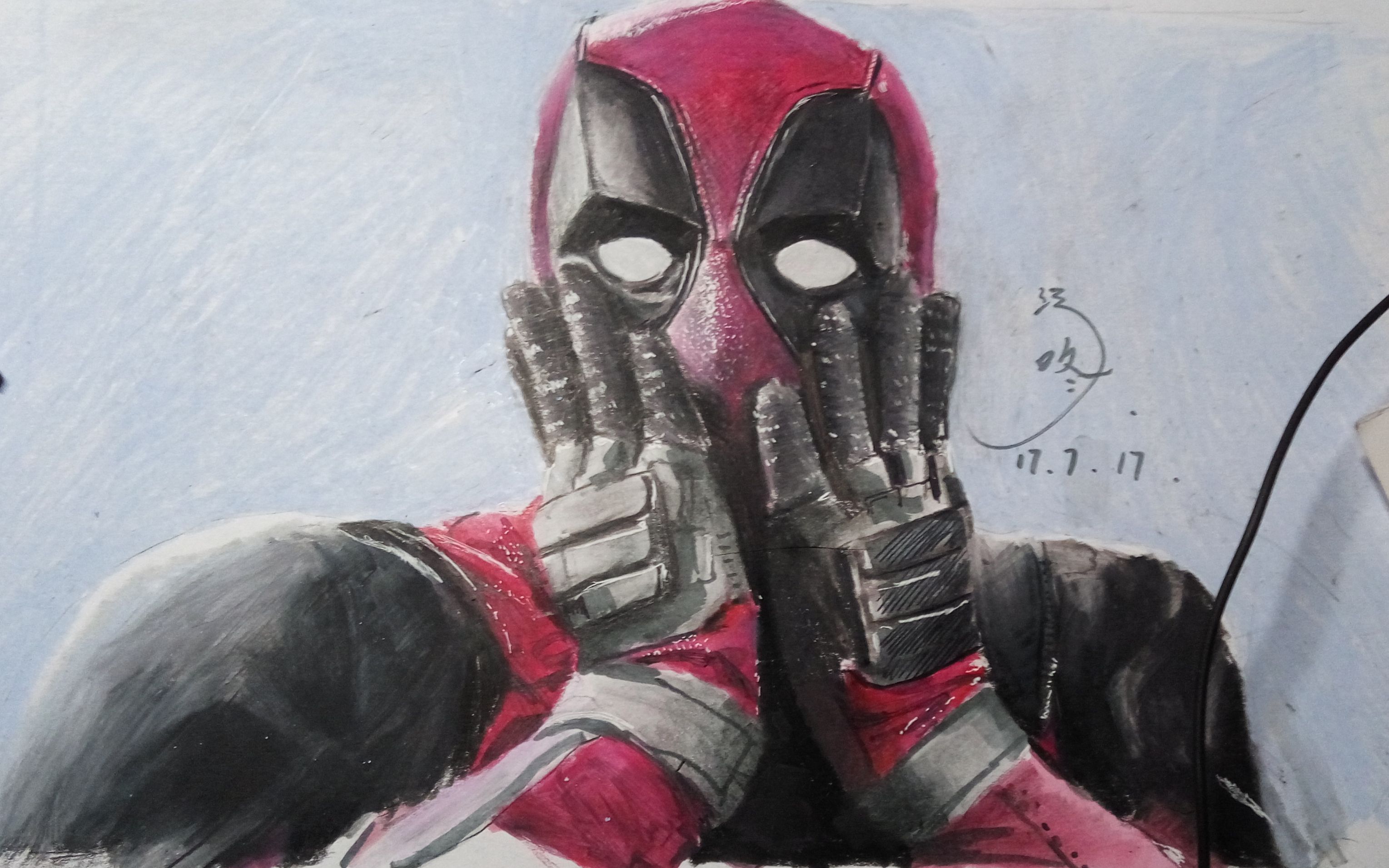 污咚熊彩铅b站画的最丑的死侍