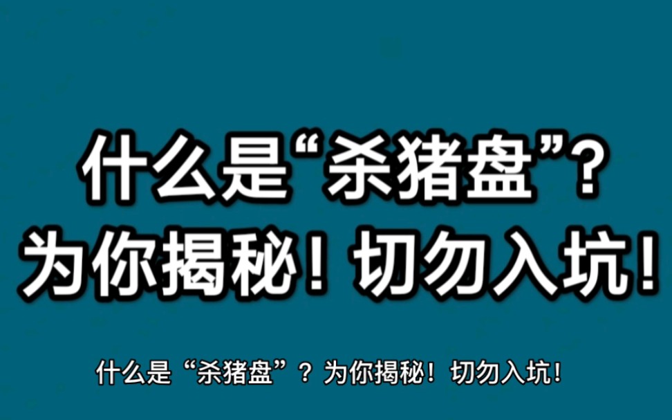 什么是“杀猪盘”?为你揭秘!切勿入坑!哔哩哔哩bilibili