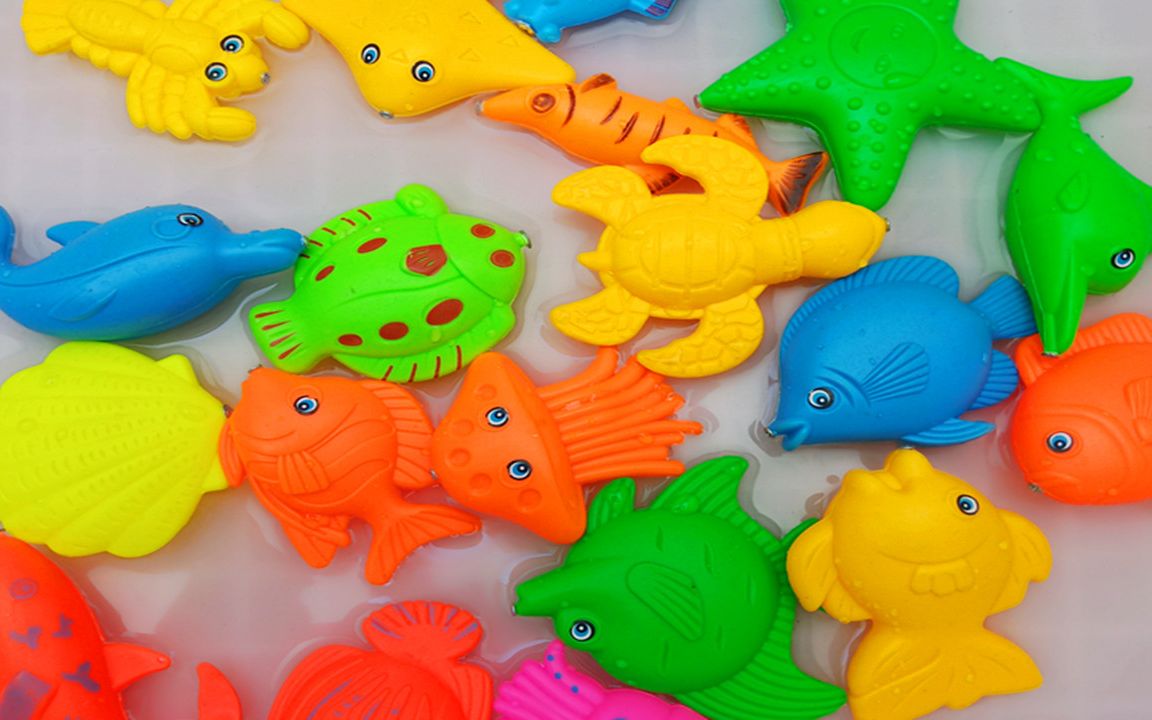 五彩缤纷动物小鱼好可爱,钓鱼玩具
