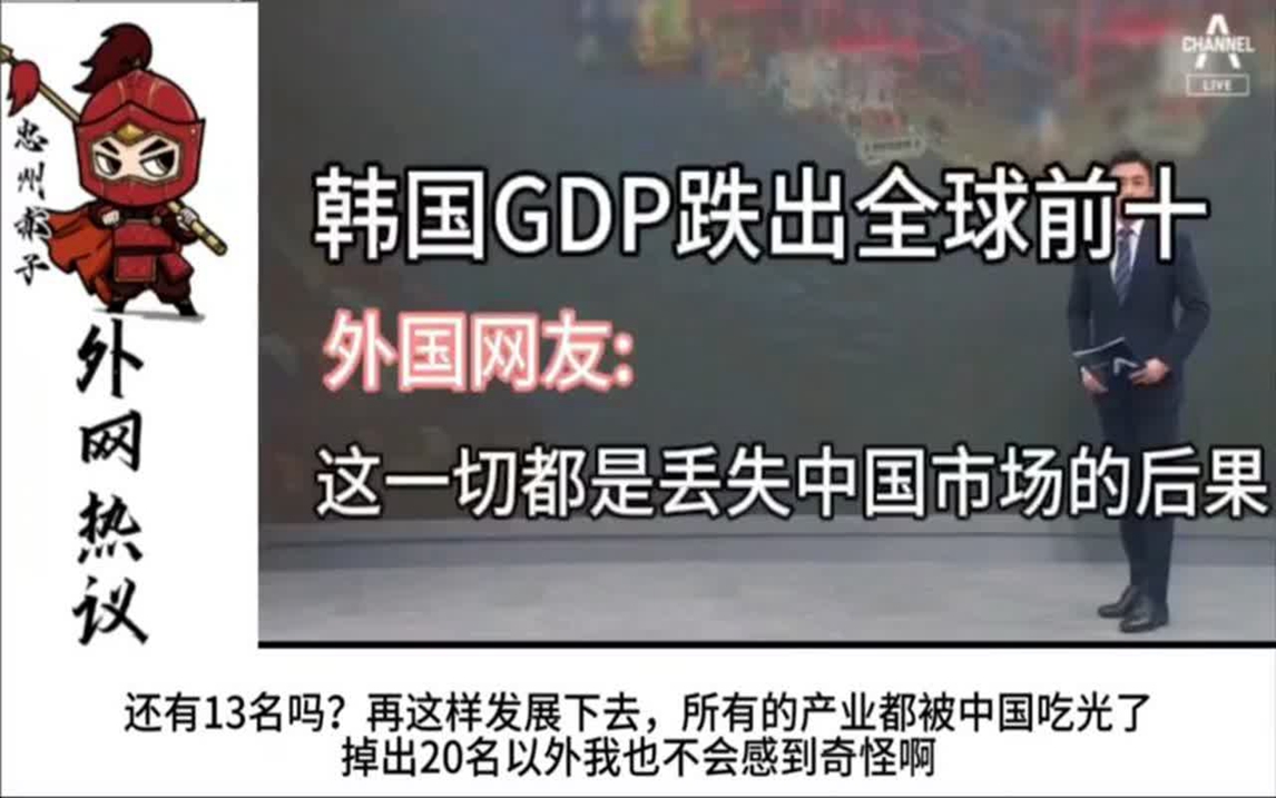 韩国GDP跌出全球前十,韩国网友 这一切都是丢失中国市场的后果!哔哩哔哩bilibili