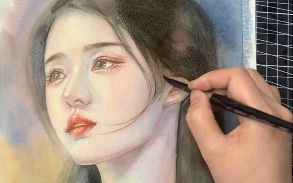 [图]【古风水彩】千江月老师古风水彩 古风少女 人物上色【插画良品直播间0113】