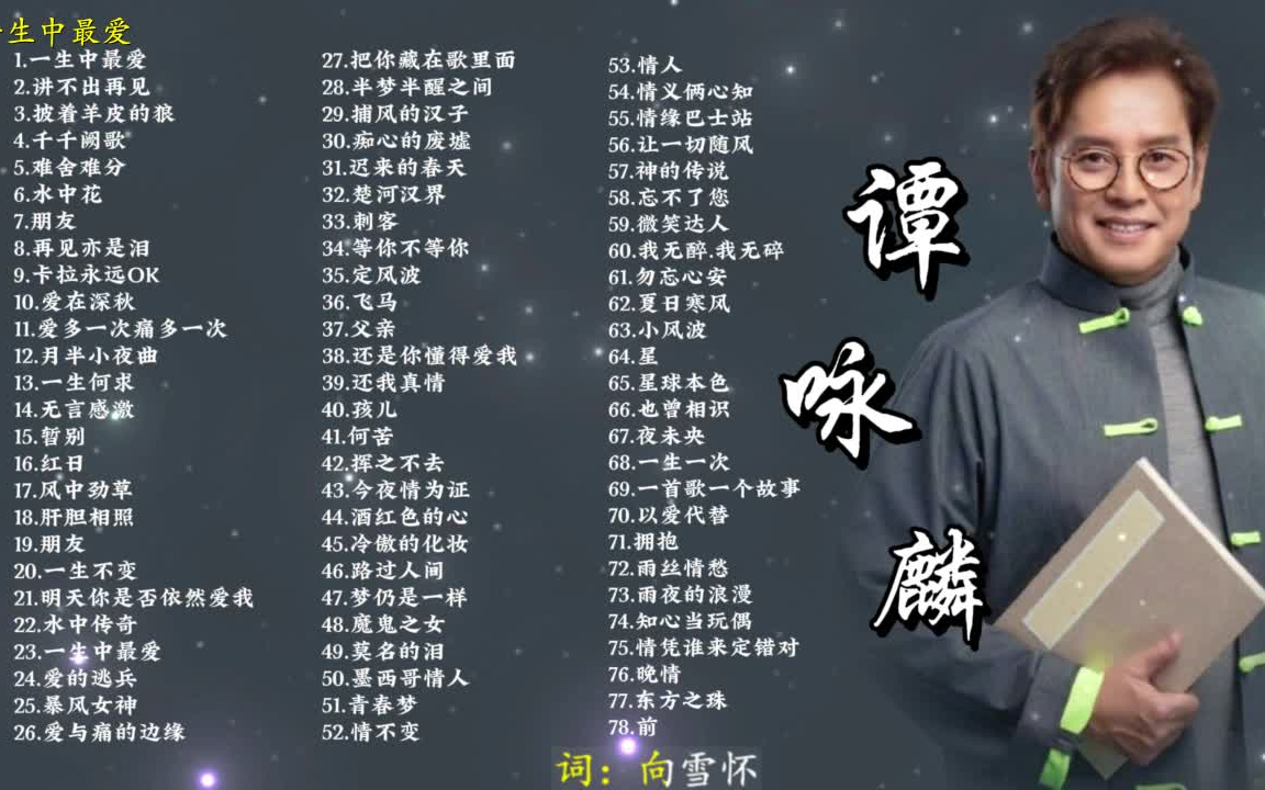 [图]【谭咏麟】经典再现  无损音质 分集播放 带歌词 初听不知曲中意，再听已是曲中人~