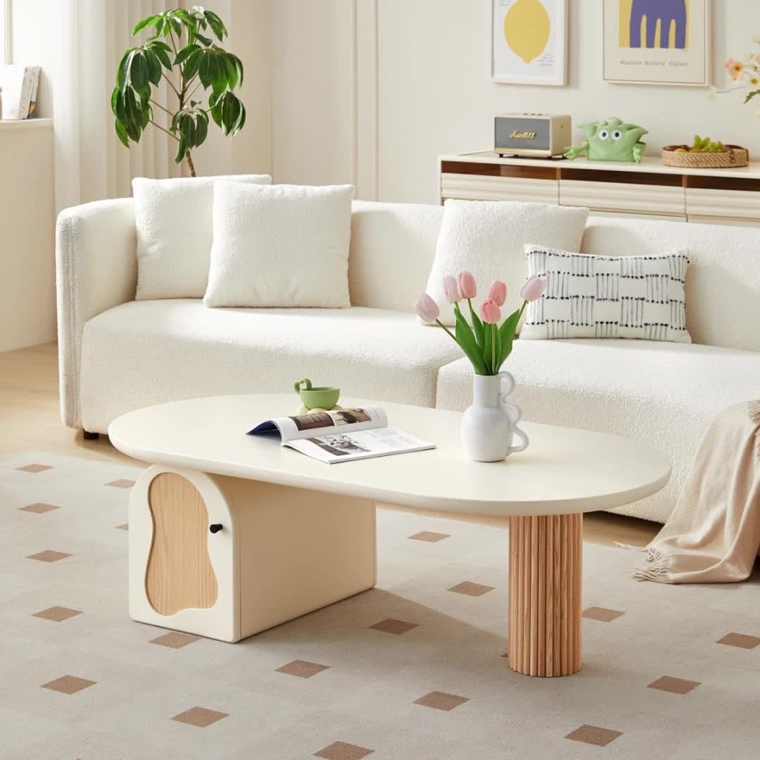 【21元券】北欧茶几奶油风日式小户型实木现代简约客厅茶桌家用高级感