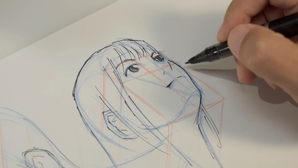 富昭仁|面部头部绘画练习【顔と頭部のワイヤーを描く練習 : drawing