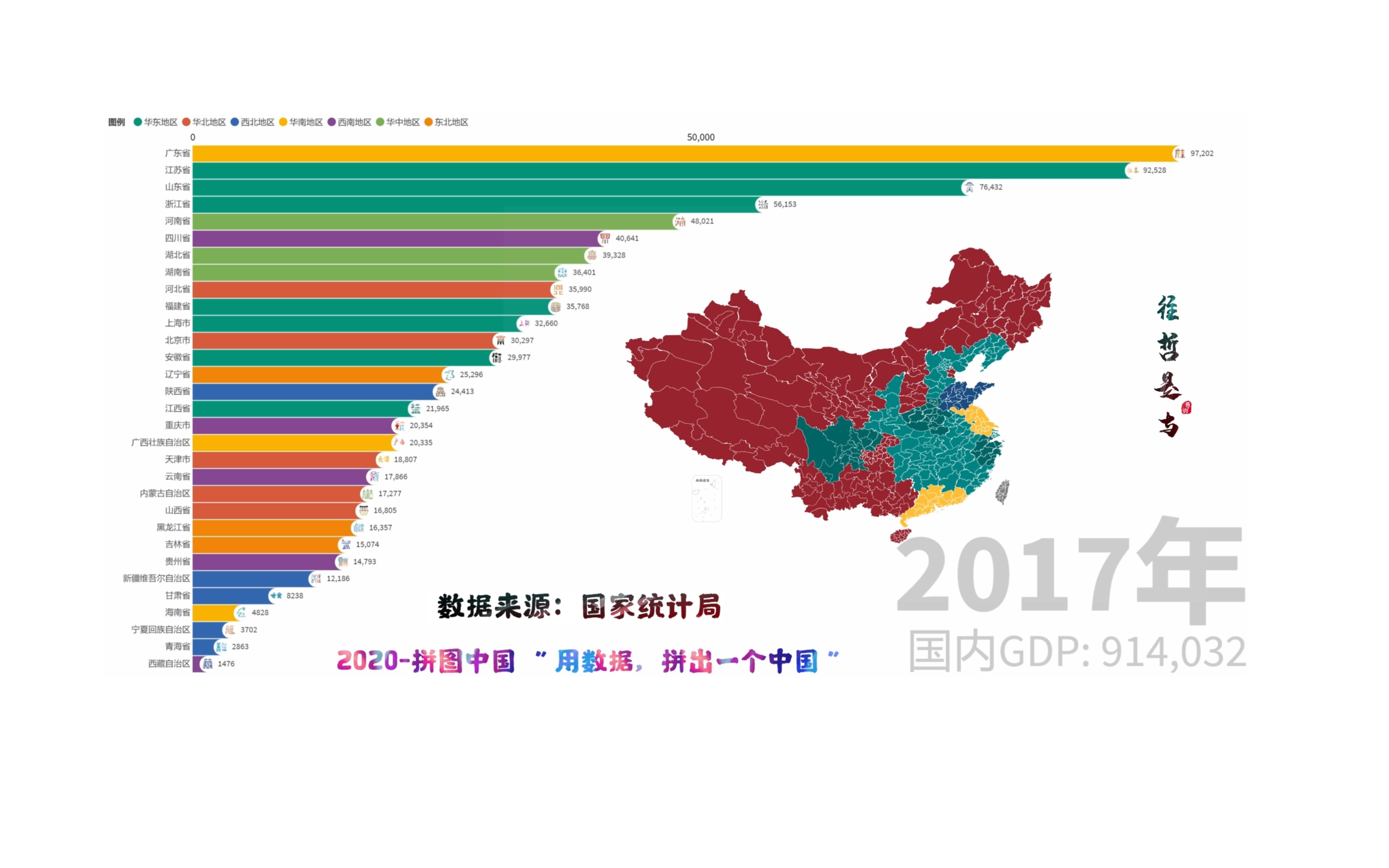 你见过会动中国地图吗?(GDP动态排名地图)  2020拼图中国企划哔哩哔哩bilibili