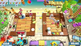 Overcooked2 海滩 1-3 三人 2964 感谢阿叶和阿洛带我飞 (ohlala