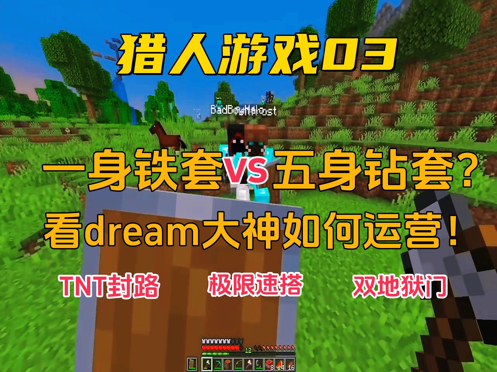 我的世界:一身铁套vs五身钻套?看dream大神运筹帷幄!