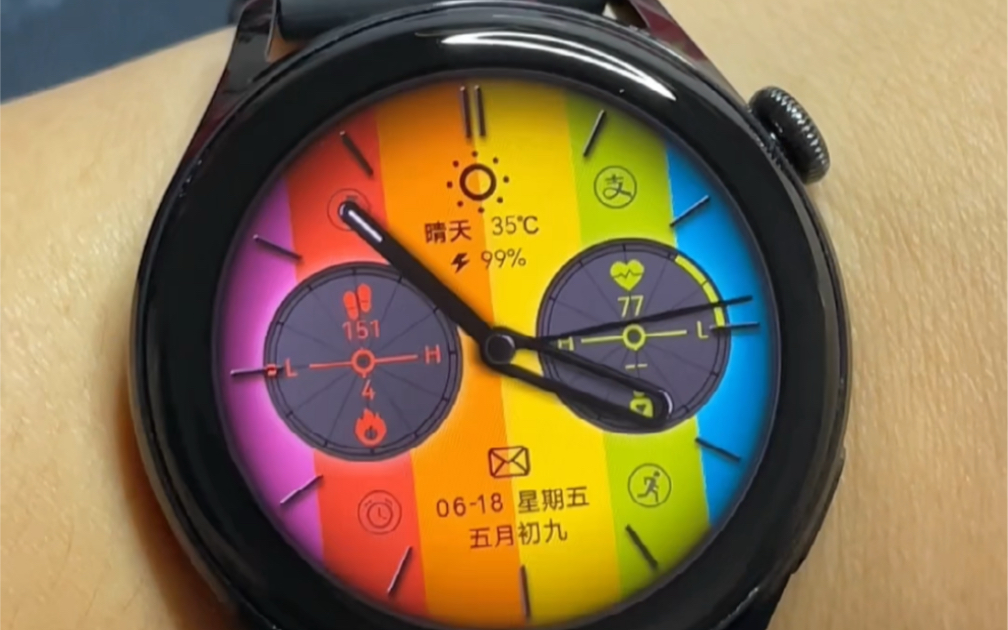 灵动多彩,这才是"好色之徒"标配的watch3表盘《彩虹时尚》