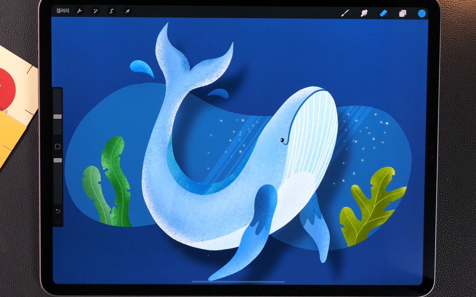 ipad绘画procreate鲸鱼绘画教程