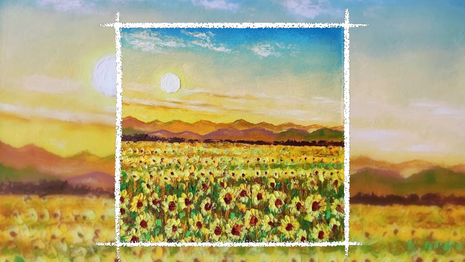 秋天到了是向日葵丰收的季节–油画棒绘制色号分享