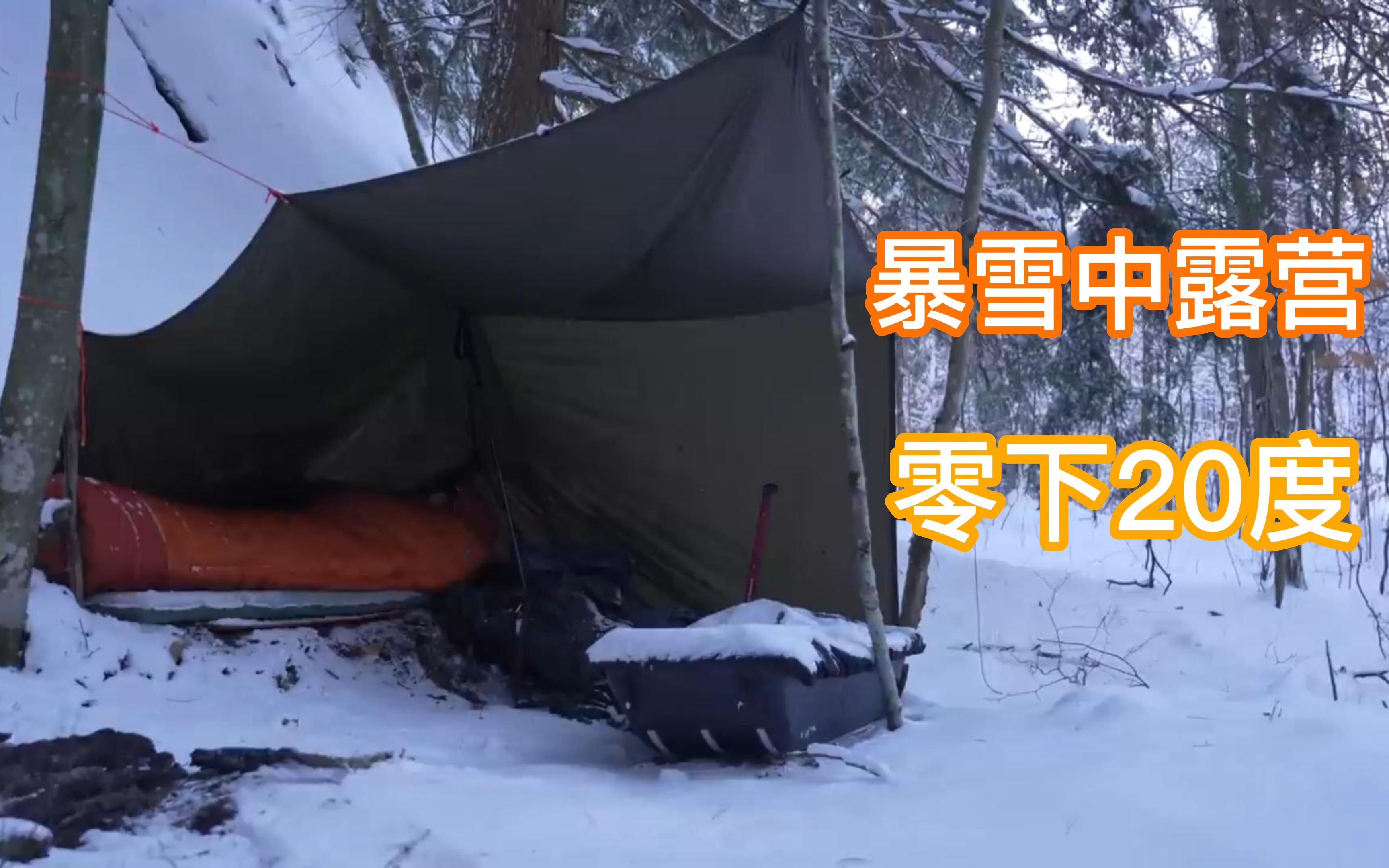 [图]挑战深夜到原始森林里过夜，第二天暴雪覆盖，快冻僵了