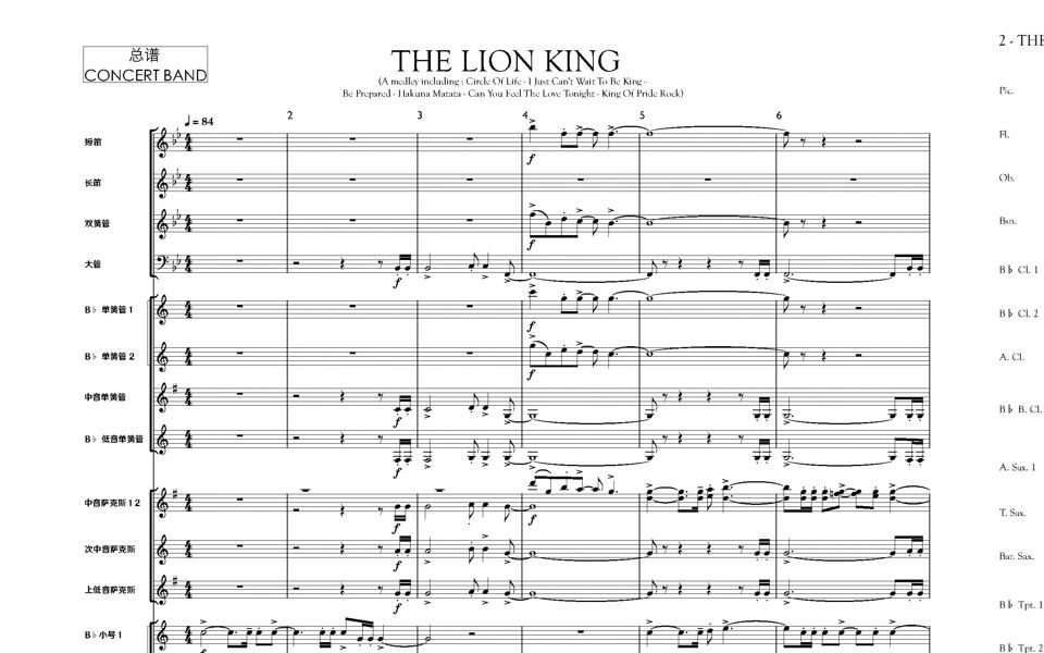 [图]（交响管乐）狮子王组曲 THE LION KING